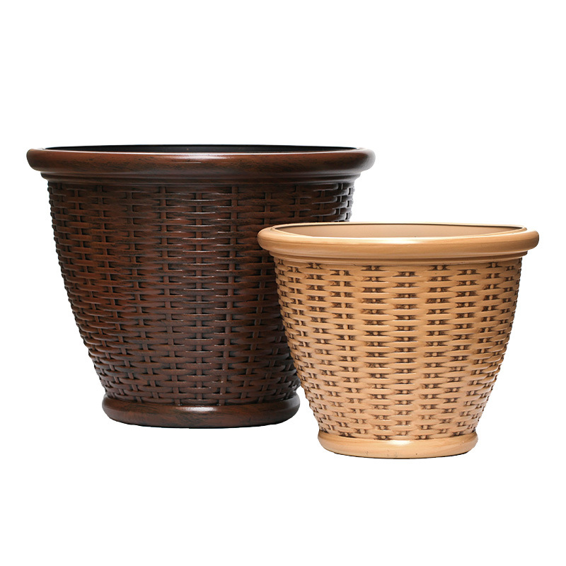 Bassin imitation rotin de 30 cm (blanc cassé délavé)