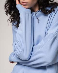 Sky <b>Blue</b> Ladies <b>Hoodie</b> Soft Fleece Pullover Relaxed Fit Drop Shoulder Long Sleeve Casual Streetwear Warm Top Custom Logo - Product Image 2