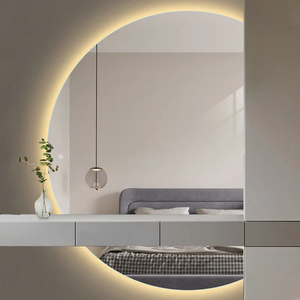 <span class=keywords><strong>Espejo</strong></span> de <span class=keywords><strong>Baño</strong></span> de Cobre con Luz LED Impermeable para Colgar en Pared con Sensor de Mano, Estilo Nórdico Lujoso Semicircular - Product Image 2