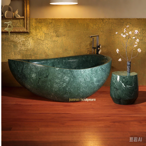 Cina vasca da bagno indipendente rettangolare in marmo <span class=keywords><strong>verde</strong></span> 1.8m bagno di immersione in stile europeo con scolapiatti - Product Image 3