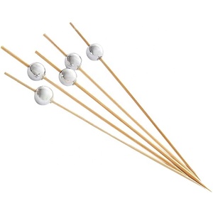 Brochettes de décoration en forme de boule rose, bleue, blanche, argentée et dorée, pics à cocktail en bambou personnalisés - Product Image 5