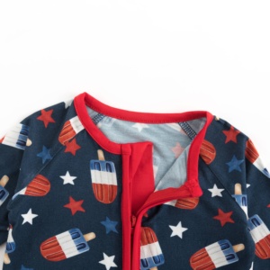 Combinaison pour bébé en bambou Miozing Independence Day, design pyjama, respirante, pour l'été, avec logo personnalisé - Product Image 6