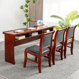 Table de conférence Han Guo avec ensemble de chaises, placage en bois massif, bureau de réunion pour salles de formation - Product Image 3