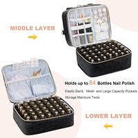 Trousse de Maquillage ODM 3 Couches Détachables en Cuir PU pour Femme, Organisateur de Vernis à Ongles 84 Compartiments Grande Capacité, Sac de Voyage
