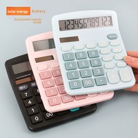 Kalkulator Keuangan tenaga surya asli 12 Digit kantor plastik warna-warni catu daya ganda layar besar akuntan keuangan komputer