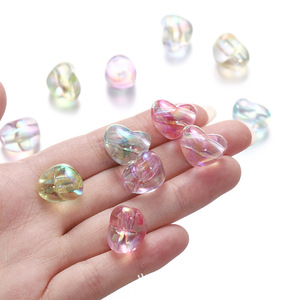 Acrylic Irregular <b>Beads</b> Transparent Heart Shape For Bracelet Making Wholesale 8mm UV Coated Lucite Loose <b>Beads</b> Ac2568 - Product Image 4