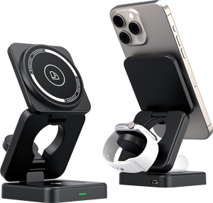 แท่นชาร์จไร้สายแบบพับได้ 3-in-1 กำลังไฟ 15W พร้อมแม่เหล็ก N52 17 ตัว สำหรับสมาร์ทวอทช์ โทรศัพท์ หูฟัง และการเดินทาง (Type-C) - Product Image 4