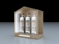 Support de bouteille lumineux LED sur mesure, aspect bois, pour présentation de bouteilles