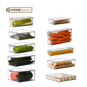 Plastic set stackable storage boxes freezer drawer kitchen container fridge bins refrigerator organizer
