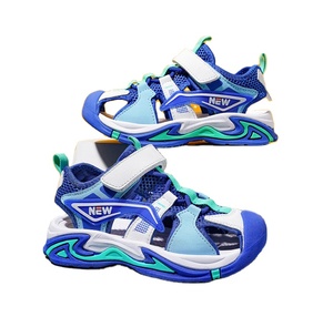 Sandales économiques personnalisées pour enfants en maille perforée respirante avec bride en cuir et bout fermé - Product Image 1