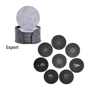 Round <b>Felt</b> Drink Coasters With Holder <b>Felt</b> Coaster Set <b>Felt</b> Glass Cup Mat <b>Pad</b> - Product Image 3