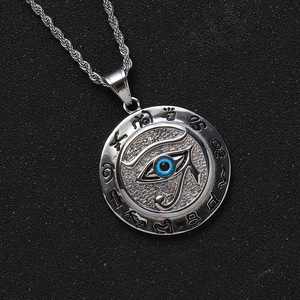 Collar Largo de Acero Inoxidable con Colgante de <span class=keywords><strong>Ojo</strong></span> de Horus <span class=keywords><strong>Egipcio</strong></span>, <span class=keywords><strong>Amuleto</strong></span> Wicca para Bodas, Aniversarios y Fiestas - Product Image 3