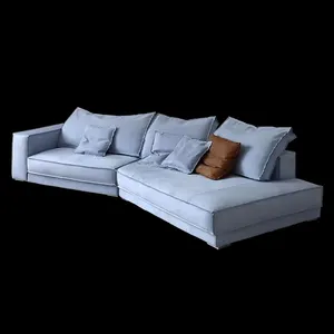 2023 diskon besar gaya Nordic mewah ringan sederhana biru kain sofa ukuran di ruang tamu