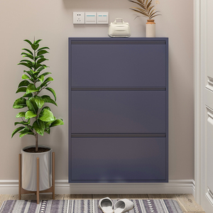 <span class=keywords><strong>Zapatero</strong></span> de metal con 3 cajones abatibles Gabinete de almacenamiento de zapatos de acero montado en la pared y sin montaje - Product Image 2