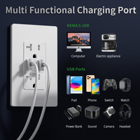 5.0A 20Amp 125V prise de chargeur de sortie USB prise murale électrique domestique avec prise USB type-a UL listée inviolable prise USB résistante