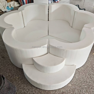 Clásico Parque Infantil de Espuma Blanca para Interiores/Exteriores, Piscina de Bolas Sensorial con Forma de Flor para Niños, con Colchoneta Acolchada, Juego Suave para Fiestas y Eventos - Product Image 4