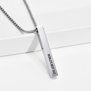 High <span class=keywords><strong>End</strong></span> kadın özel siyah oyulmuş mektup paslanmaz çelik Bar kolye kolye Link zinciri ile gümüş kaplama yıldönümü - Product Image 5