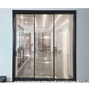 Modern Rüzgar Geçirmez Alüminyum Alaşımlı Çift Temperli Camlı Yan Açılır Sürgülü Kapı, Cam Panellerle ve Yüzey İşlemeli - Product Image 2