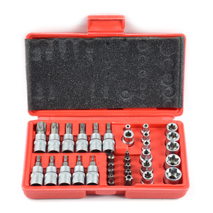 Juego de llaves de vaso XCTOOL de 34 piezas, puntas hexagonales Torx de 1/4 pulgada, grado industrial para reparación automotriz y mecánica - Product Image 1