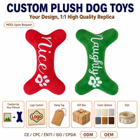 Jouet pour chien en peluche en forme d'os de Noël, couineur, apaisant, durable, à mâcher et pour les dents, en stock