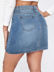 <span class=keywords><strong>Jupe</strong></span> en jean bleue pour filles, <span class=keywords><strong>jupe</strong></span> courte en jean pour femmes, <span class=keywords><strong>jupe</strong></span> mini en jean taille basse, Y2k - Product Image 2