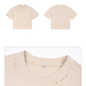 Custom Clothing Manufacturers Vintage <b>Men's</b> T-<b>shirts</b> Drop Shoulder Distressed Tshirt Boxy Cropped t <b>Shirt</b> Heavy Oversize Tee - Product Image 2