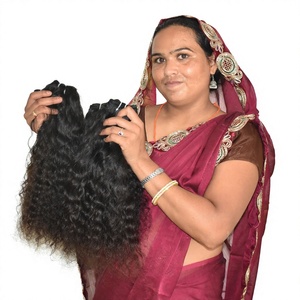 100% Cuticle Aligned Natural Bundles Vendor Virgin Color Remy Human Hair Machine Double Weft Curly Fusion Indian Hair <b>Extension</b> - Product Image 1