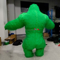 Costumes de mascotte de gorille gonflable à long poil pour les entreprises de location, 2/2,6/3 m, gorille vert foncé, costumes de cosplay pour les événements