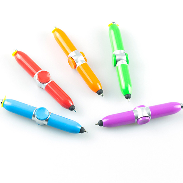 Business Gift Fidget Spinner Pen Multi Functional Reduce Pressure Ballpoint Pen Fingertip Gyro Rotating Ball Pen with Led Light