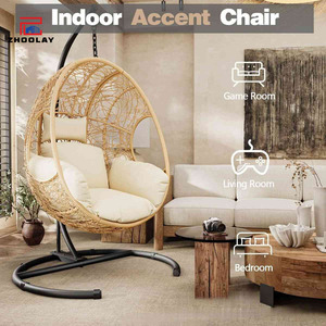 Sedia a cesto pendente esterna staccabile con balcone in Lazy Rattan singola sedia sospesa con giardino <span class=keywords><strong>terrazzo</strong></span> - Product Image 2