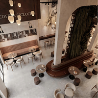 Meubles d'hôtel de luxe 5 étoiles, mobilier commercial contemporain en tissu velours, ensemble de tables de restaurant, mousse haute densité