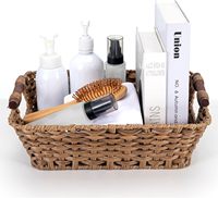 Boîte de rangement pour télécommandes de bureau avec poignées en rotin tressé, panier à cosmétiques et à linge, pour outils et usages divers