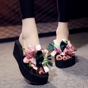 Women's Summer Thong <b>Sandals</b> Thick Soled Platform Wedge Heel Non Slip Fashionable Outdoor High Heeled Beach Vacation <b>Sandals</b> - Product Image 5