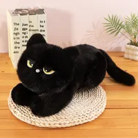 Ours noir couché, grande taille, super doux, rembourré en coton PP, brodé, verni UV, coussin en peluche, Woodfield, pour garçons et filles, anti-stress
