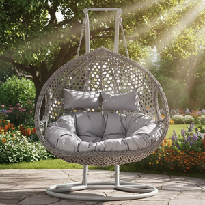 Offre Spéciale : Fauteuil <span class=keywords><strong>Suspendu</strong></span> Double en Rotin Moderne pour Extérieur – Idéal Jardin, Balcon, Patio, Hôtel, Parc – Vente en Gros - Product Image 1