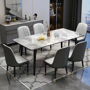 Juego de Mesa de Comedor Moderno para el Hogar, Mesa de Comedor Redonda de Mármol para 6 Personas, para Restaurante - Product Image 2