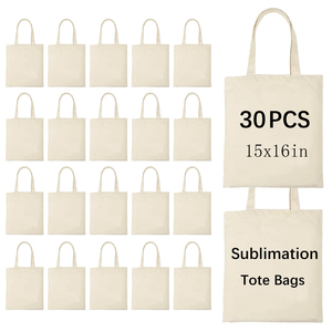 Lot de 30 sacs fourre-tout en <span class=keywords><strong>toile</strong></span> 15x16 pouces pour sublimation, sacs réutilisables pour courses, bureau, marché, cadeaux - Product Image 1