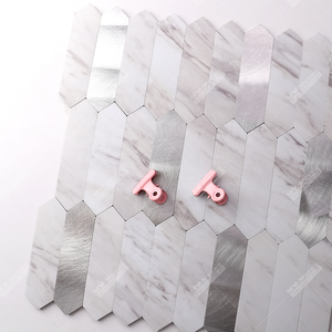 Piquet hexagonal en <span class=keywords><strong>marbre</strong></span> Pvc vinyle bâton <span class=keywords><strong>sur</strong></span> mosaïque auto-adhésif Peel And Stick carrelage pour douche salle de bains mur cuisine dosseret - Product Image 1