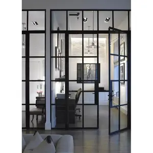 Economic Stylish Shower Graphic Design Steel Door Modern Villa House Double Glazed Windows Door Australia Finished