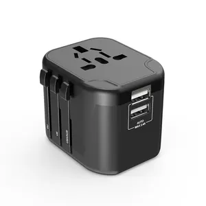 Wontravel Adaptor perjalanan Tipe C ganda USB 35.5W PD Adaptor perjalanan daya dinding Adaptor perjalanan Universal Multi steker