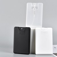 Botella de Perfume Transparente Blanca y Negra con Formato de Tarjeta de Crédito, 20 ml, Vacía, de Plástico, Tamaño de Bolsillo, con Atomizador Plano