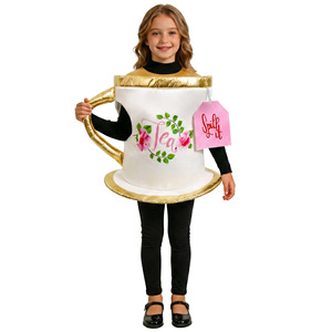 Disfraz de taza de té para niños con etiqueta de bolsa de té, disfraz para fiesta de Halloween para niños - Product Image 3