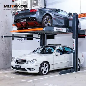 Car Parking Lift Vertical Car Parking Garage Simple 2 Post Double Car Stacker Hydraulic 2 Post 2 Level Car Parking Lift
