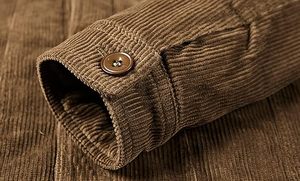 Chaqueta de pana con forro sherpa para hombre, fabricada por OEM, chaqueta de pana marrón de invierno, personalizable, ropa de calle para hombre - Product Image 3