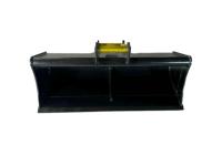 MS01 Godet de nettoyage de fossés 3 tonnes 80 kg, large, peu profond, à surface lisse, avec tube supérieur, poutre en acier noir, coupe à niveau, sans dents