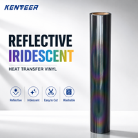 Rouleau de vinyle HTV réfléchissant arc-en-ciel éblouissant, film thermocollant iridescent à changement de couleur pour vêtements de sport