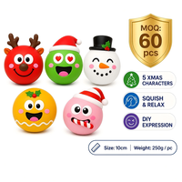 Southpeak Toy Boule anti-stress de Noël à visages moches, 5 personnages, 10 cm, en TPR souple, à personnaliser (Renne, Bonhomme de neige, Elfe, Homme en pain d'épices), MOQ60 WS