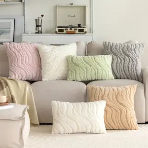 Capa de almofada de lã bordada de pelúcia super macia com fecho de zíper para almofada e assento de casa com estampa laranja