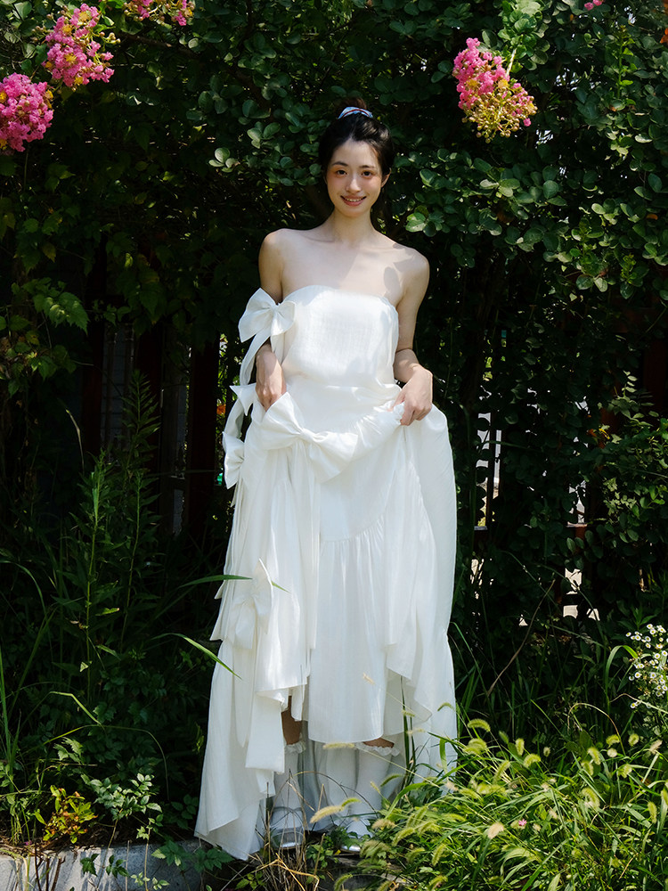 slim fit dress slacks Zapaka Women Simple White Pleated Tiered Engagement Party Dress Sweetheart Chiffon Bachelorette Party Dress, White / US14 main image 0