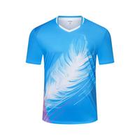 Jersey Bulu Tangkis Custom Motif Bulu dengan Panel Mesh Bernapas, Cepat Kering, Seragam Olahraga Tim, Logo Custom OEM ODM
